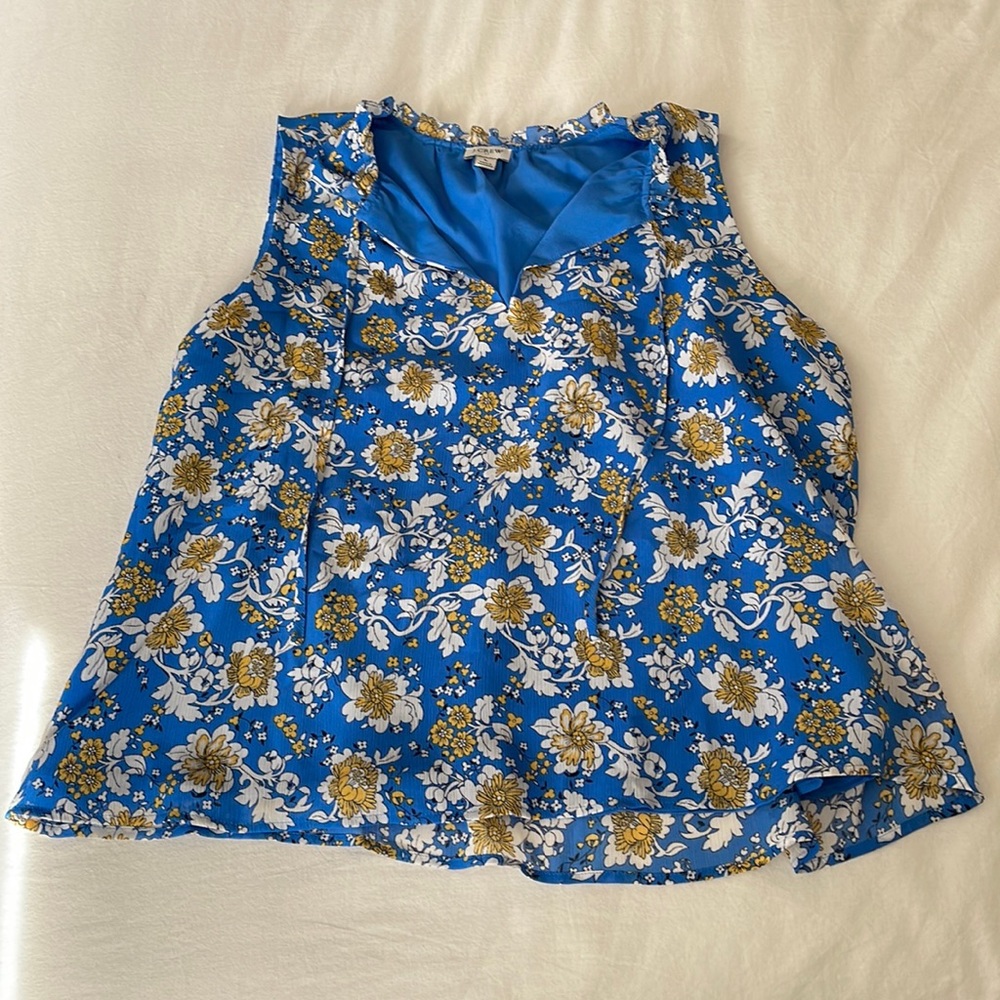 J. Crew Tie-Front Floral Blouse